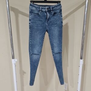 American Eagle Outfitters Distressed Blue Skinny Jeans